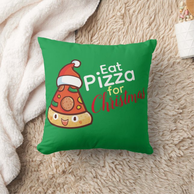 Customisable Eat Pizza for Christmas Throw Pillow (Blanket)