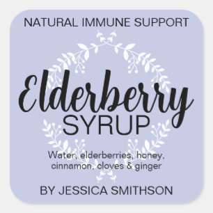 Customisable Elderberry Syrup Square Label EB002sq