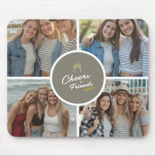 Customisable Elegant Best Friends 4 Photo Collage Mouse Pad