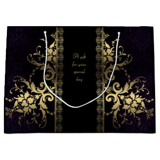 Customisable Elegant Black and Gold Gift Bag