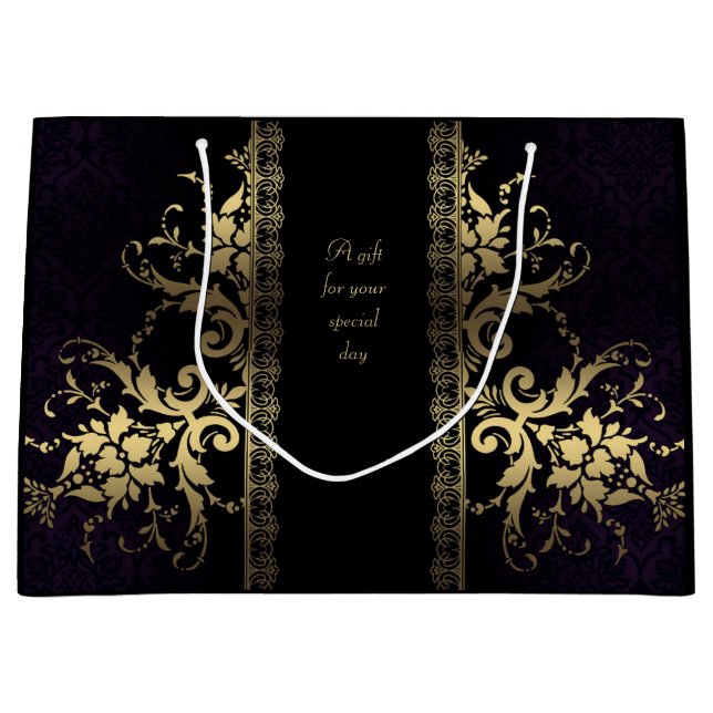 Customisable Elegant Black and Gold Gift Bag (Front)