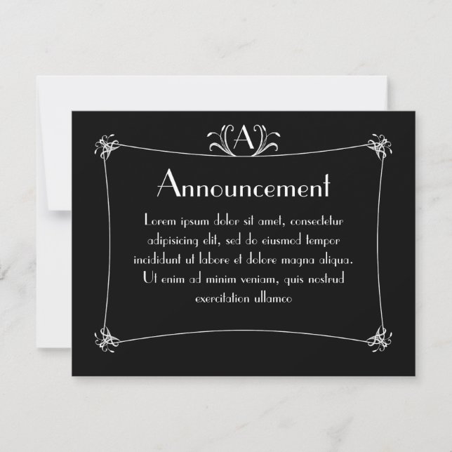 Customisable Elegant Border With Monogram Announcement (Front)