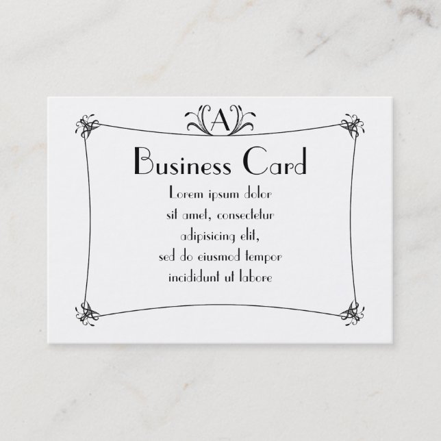 Customisable Elegant Border With Monogram Business Card (Front)