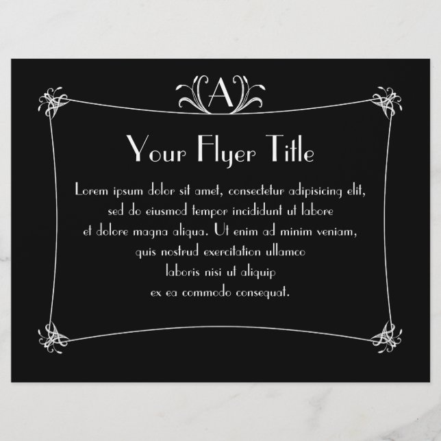 Customisable Elegant Border With Monogram Flyer (Front)
