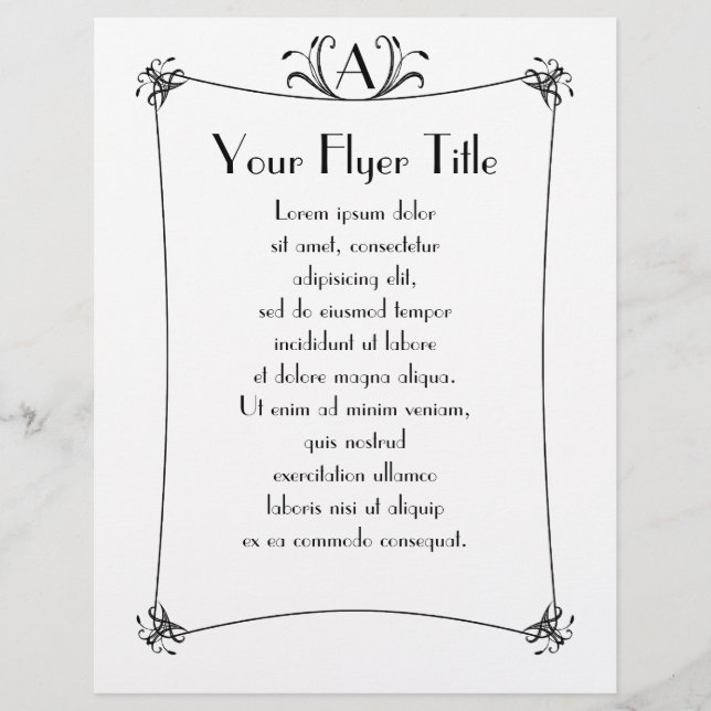 Customisable Elegant Border With Monogram Flyer (Front)