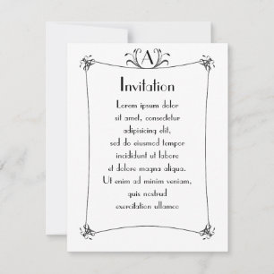 Customisable Elegant Border With Monogram Invitation