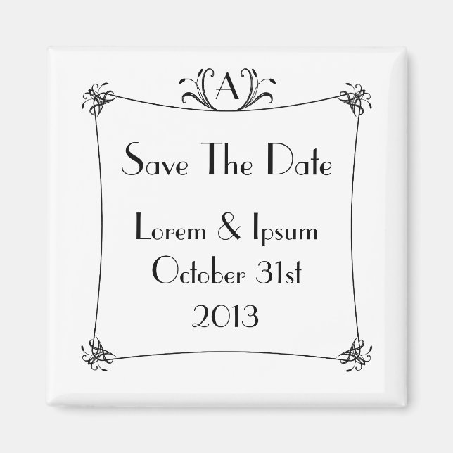 Customisable Elegant Border With Monogram Magnet (Front)