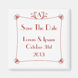 Customisable Elegant Border With Monogram Magnet