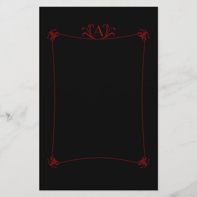 Customisable Elegant Border With Monogram Stationery (Front)