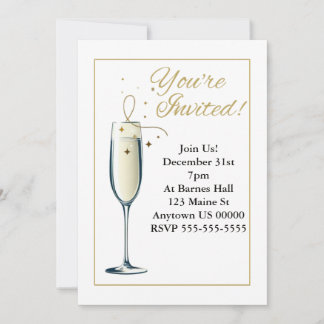 Customisable Elegant Champagne Glass Invitations