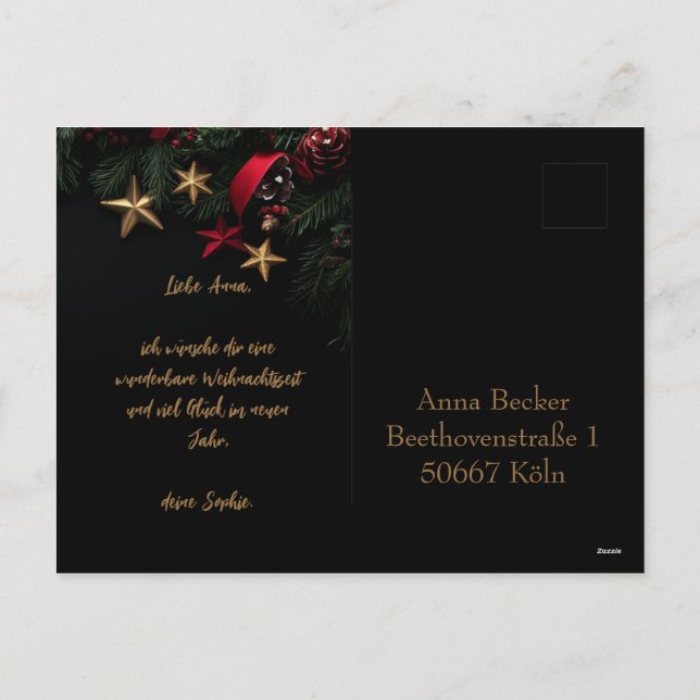 Customisable Elegant Christmas Card with Wreath (Back)