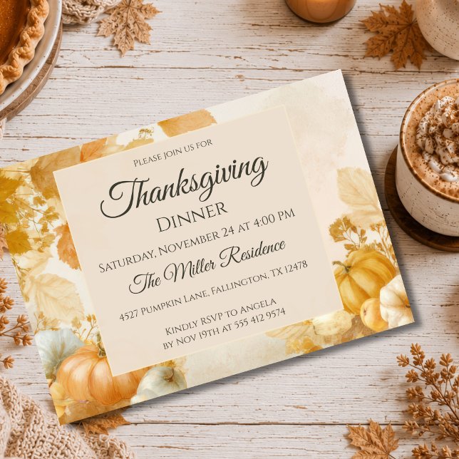 Customisable elegant Fall Thanksgiving Invitation (Creator Uploaded)