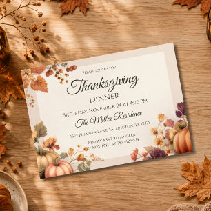Customisable elegant Fall Thanksgiving Invitation