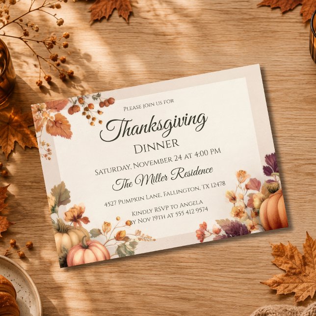 Customisable elegant Fall Thanksgiving Invitation (Creator Uploaded)