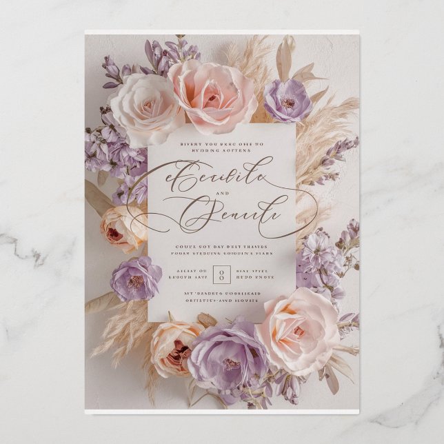 Customisable Elegant Floral Wedding Invitation in  (Front)