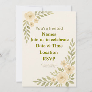 Customisable Elegant Floral Wedding Invitation Tem