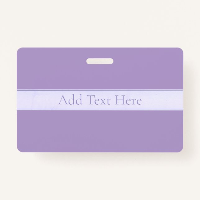 Customisable Elegant Light Lavender Purple ID Badge (Front)