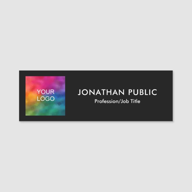 Customisable Elegant Modern Your Logo Here Name Tag (Front)