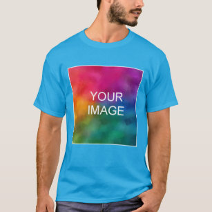 Customisable Elegant Teal Blue Add Image Logo T-Shirt