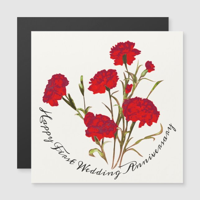 Customisable Elegant Vintage Floral Red Carnation (Front/Back)