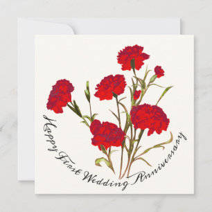 Customisable Elegant Vintage Floral Red Carnation Card