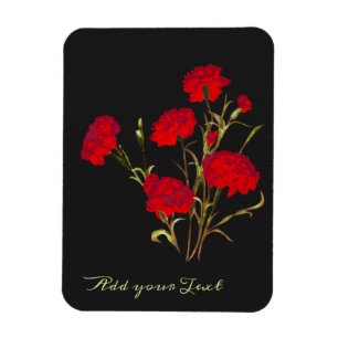 Customisable Elegant Vintage Floral Red Carnation Magnet