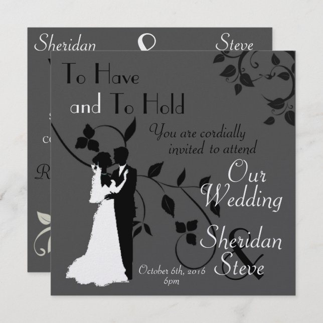 Customisable Elegant WEDDING INVITATION (Front/Back)