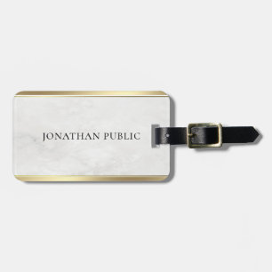 Customisable Elegant White Marble Gold Template Luggage Tag