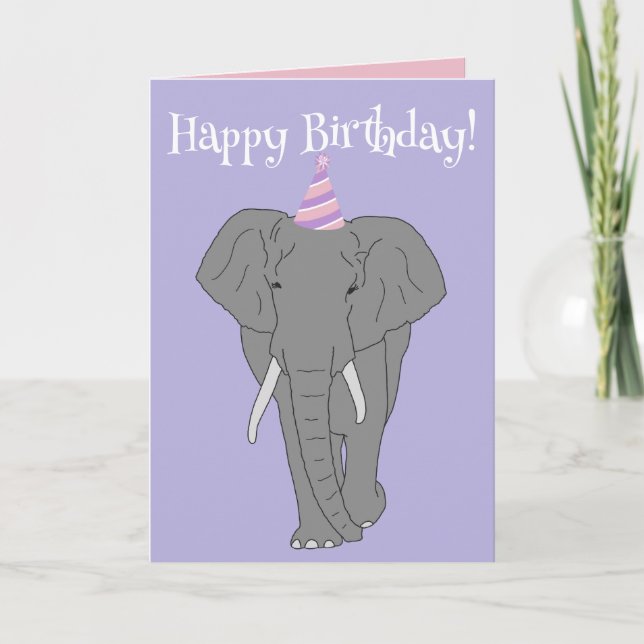 Customisable Elephant Birthday Card (Front)