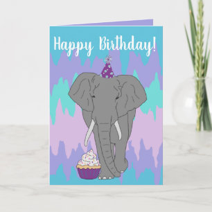 Customisable Elephant Birthday  Card