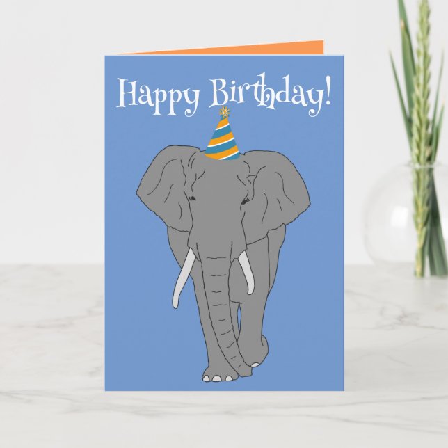 Customisable Elephant Birthday Card (Front)