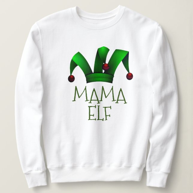 Customisable Elf Santa Helper Christmas MAMA ELF Sweatshirt (Design Front)