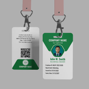 Customisable Employee ID Badge Green
