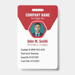 Customisable Employee ID Badge Red
