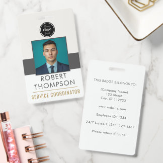 Customisable Employee Photo ID Card Logo - Brown Badge