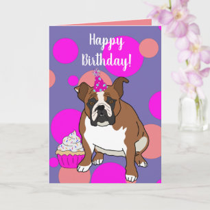 Customisable English Bulldog Birthday Card