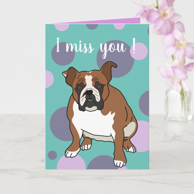 Customisable English Bulldog Card (Orchid)