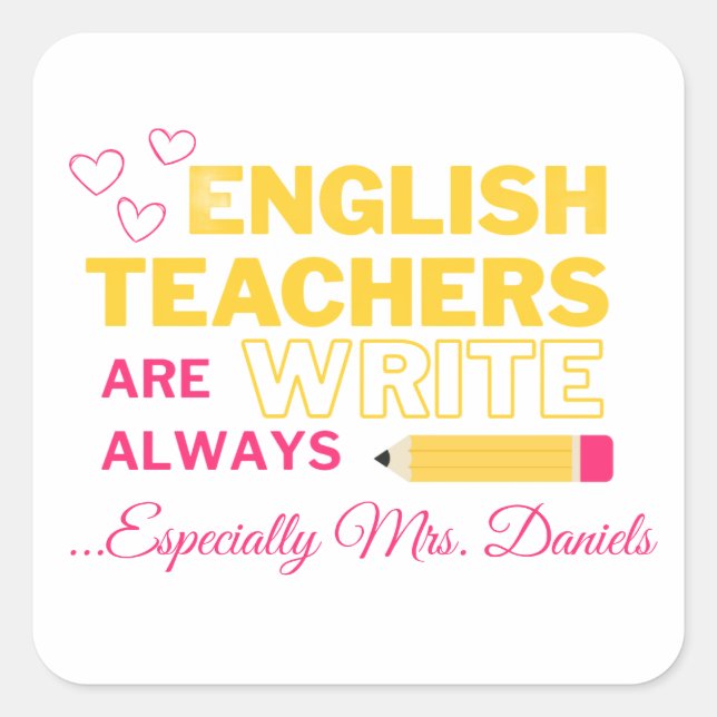 Customisable English Teacher Stickers (Front)