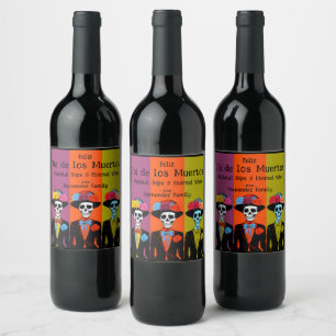 💀 Customisable Eternal Elixir Dia de Muertos  Wine Label