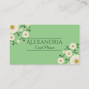 Customisable Event Planner Floral Daisy  Business Card