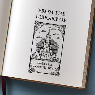 Customisable Fairy Castle Bookplate Rubber Stamp