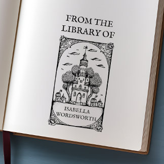 Customisable Fairy Castle Bookplate Rubber Stamp
