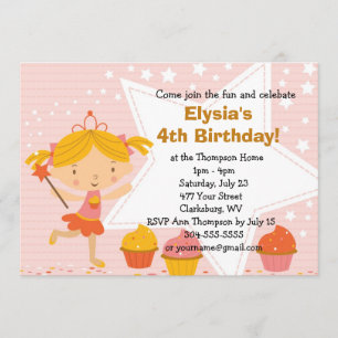 Customisable Fairy Princess Cupcake Birthday Party Invitation