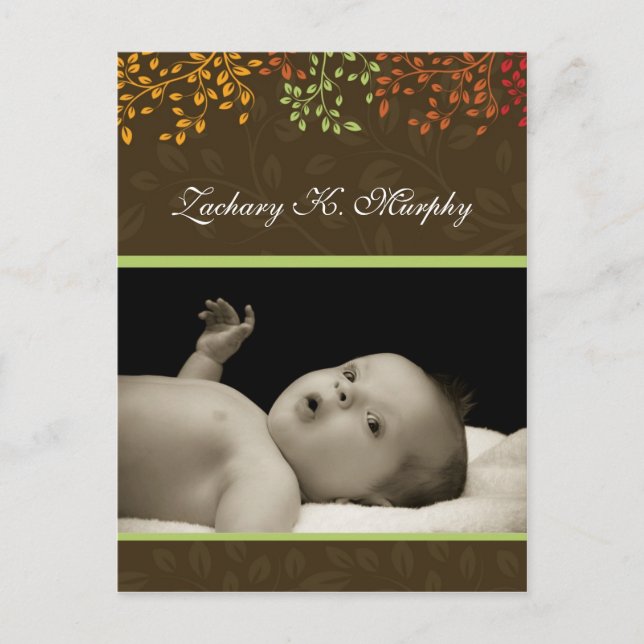 Customisable Fall  Birth Announcement Template (Front)