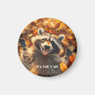 Customisable Fall Silly Racoon Magnet