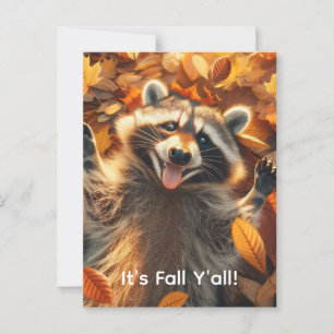 Customisable Fall Silly Racoon Postcard