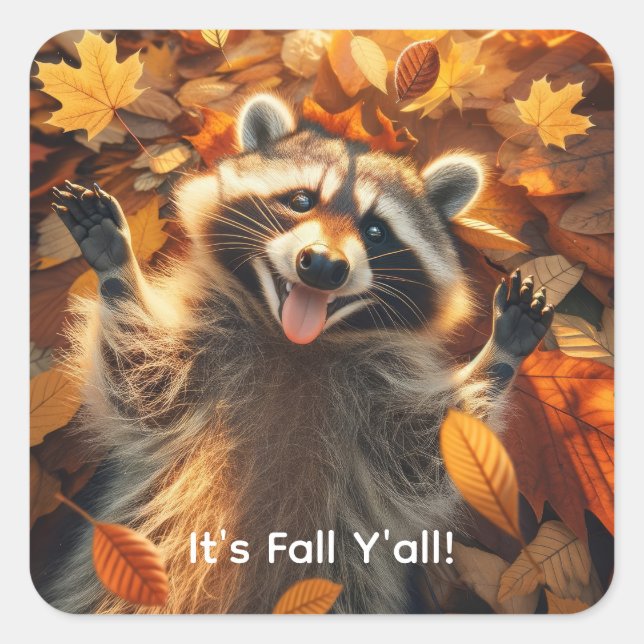 Customisable Fall Silly Racoon  Square Sticker (Front)