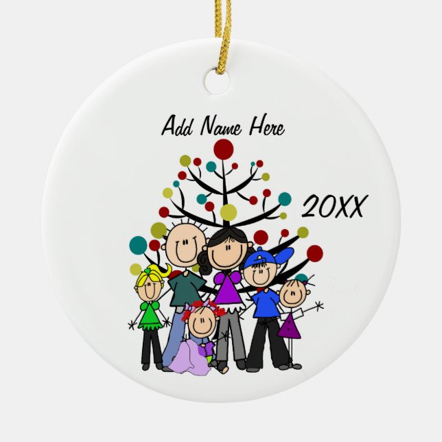 Customisable Family of Six Dated Ornament (Front)