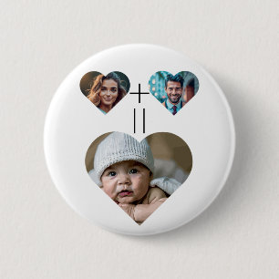 Customisable family photo collage Her Him = Baby 6 Cm Round Badge