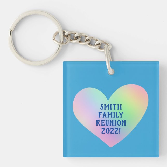 Customisable Family Reunion Gradient Heart Key Ring (Front)